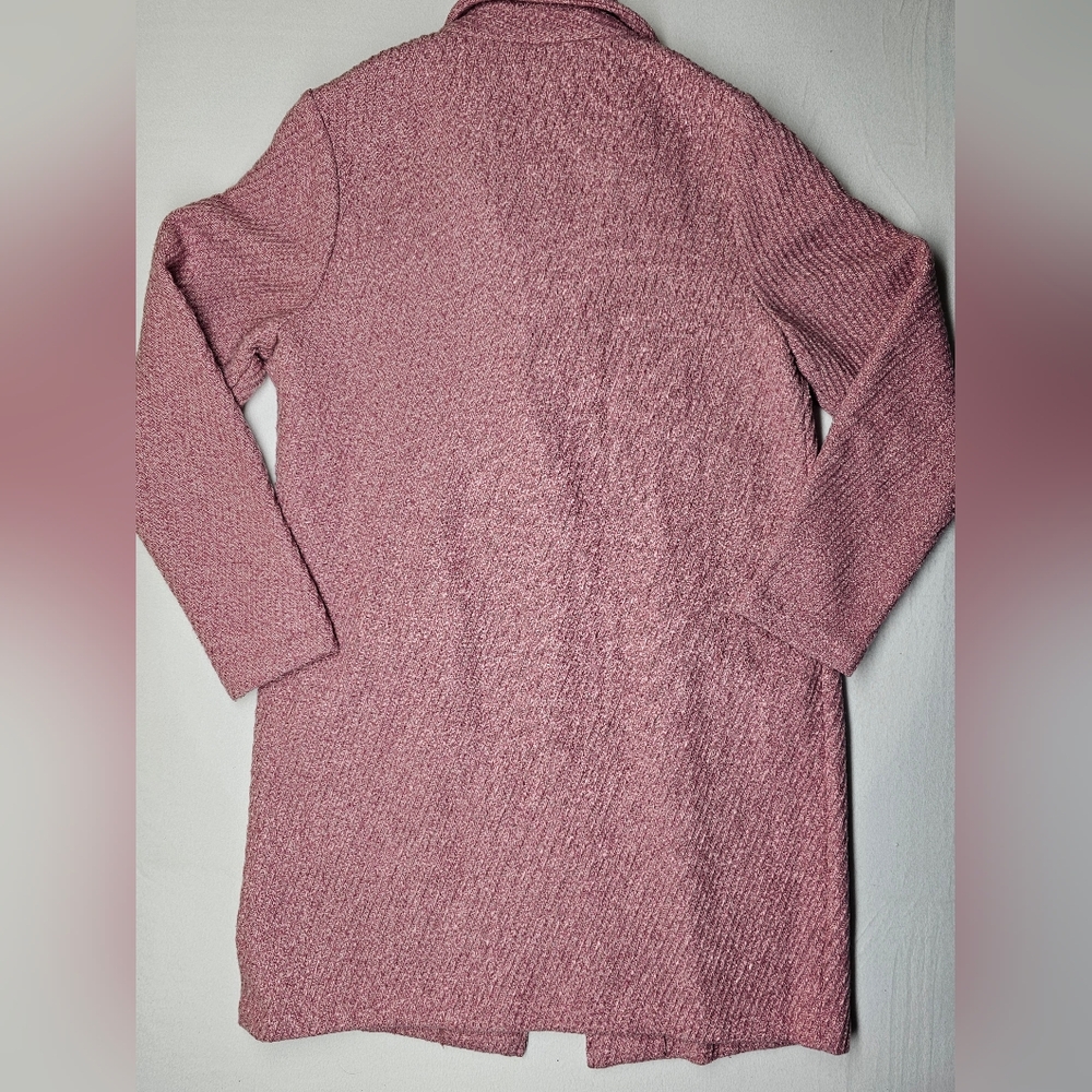 Christian Siriano New York Pink Textured Knit Longline Blazer Peacoat Jacket‎ L - Picture 2 of 8